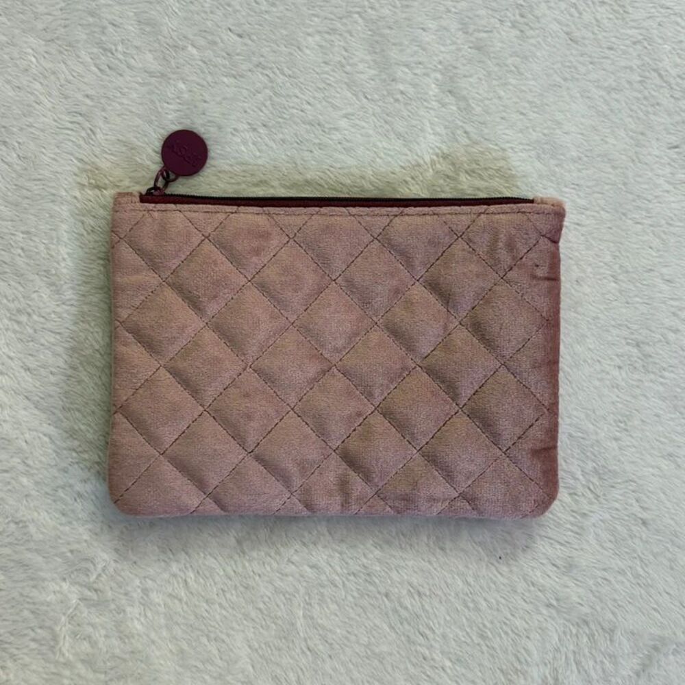dusty rose velvet mini makeup cosmetics bag